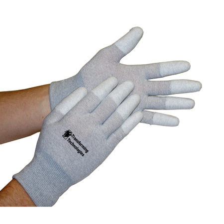 Transforming Technologies ESD Inspection Gloves, Finger Tip Coated, Medium GL4503T